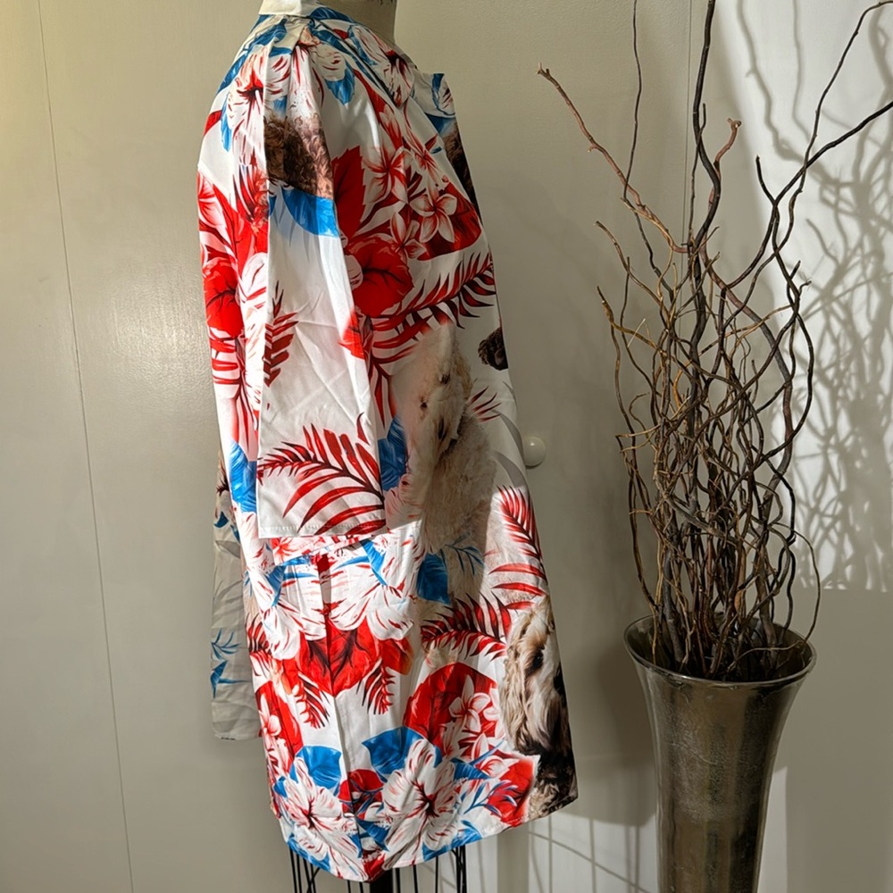 Tropical & Novelty Button Shirt with Chocolate Labtadoodle - Picture 5 of 5